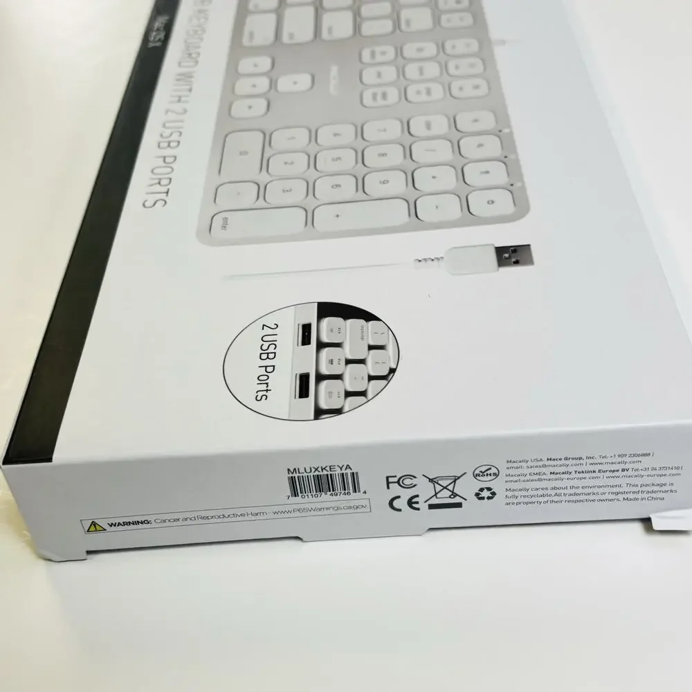 Aluminum USB Wired Keyboard w/Numeric Keypad for Apple Mac iMac Macbook. NIB.